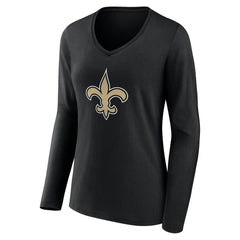 Women's Team Authentic Personalized Name & Number Long Sleeve V-Neck T-Shirt - New Orleans Saints T-shirts