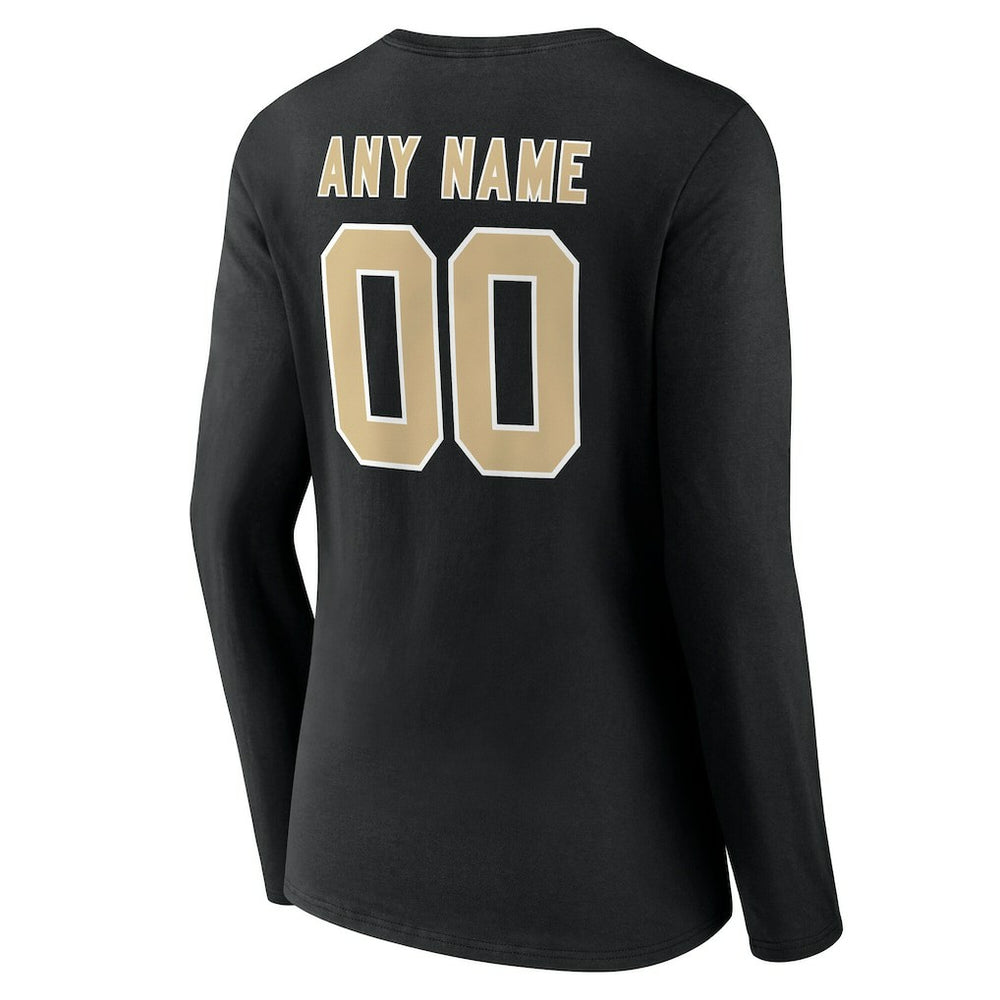 Women's Team Authentic Personalized Name & Number Long Sleeve V-Neck T-Shirt - New Orleans Saints T-shirts