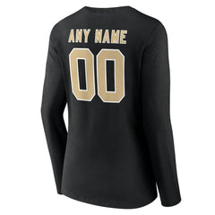 Women's Team Authentic Personalized Name & Number Long Sleeve V-Neck T-Shirt - New Orleans Saints T-shirts
