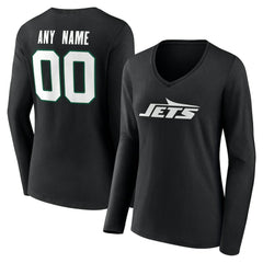 Women's Team Authentic Personalized Name & Number Long Sleeve V-Neck T-Shirt - New York Jets T-shirts