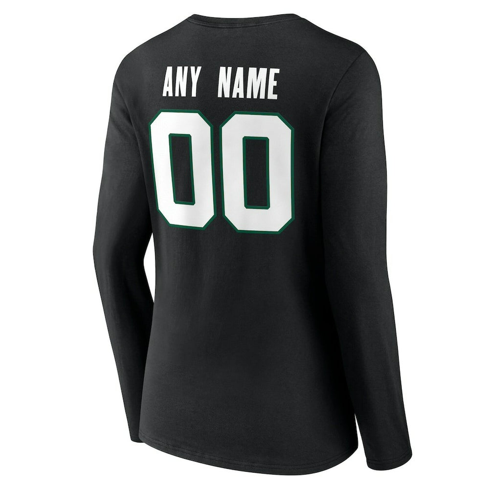 Women's Team Authentic Personalized Name & Number Long Sleeve V-Neck T-Shirt - New York Jets T-shirts