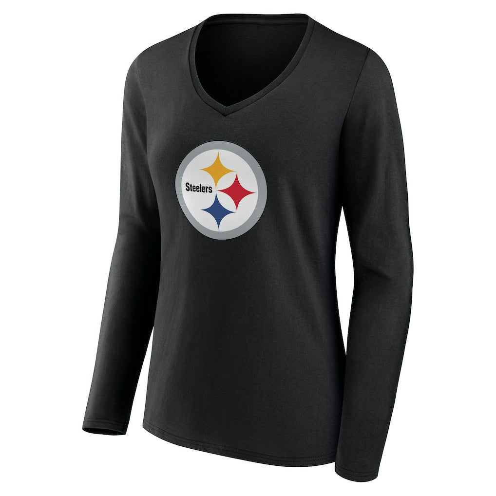 Women's Team Authentic Personalized Name & Number Long Sleeve V-Neck T-Shirt - Pittsburgh Steelers T-shirts