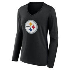 Women's Team Authentic Personalized Name & Number Long Sleeve V-Neck T-Shirt - Pittsburgh Steelers T-shirts