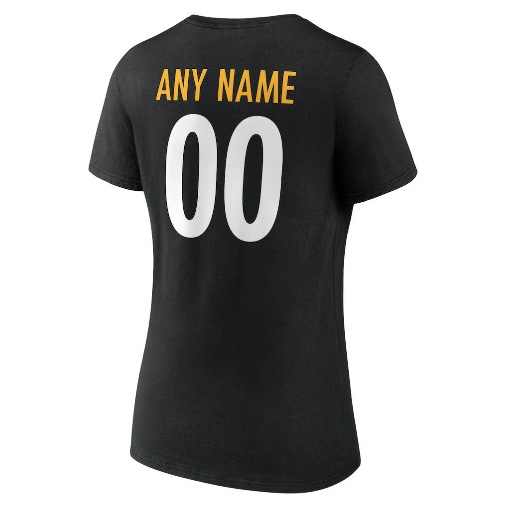 Women's Team Authentic Personalized Name & Number V-Neck T-Shirt - Pittsburgh Steelers T-shirts