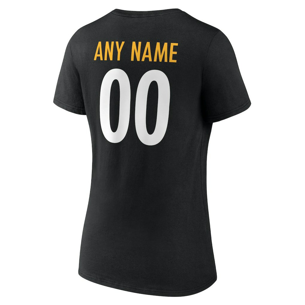 Women's Team Authentic Personalized Name & Number V-Neck T-Shirt - Pittsburgh Steelers T-shirts