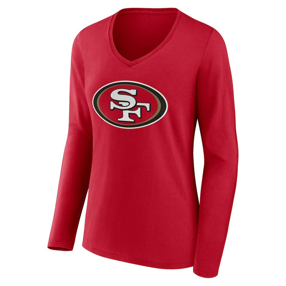 Women's Team Authentic Personalized Name & Number Long Sleeve V-Neck T-Shirt - San Francisco 49ers T-shirts