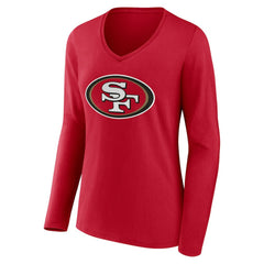 Women's Team Authentic Personalized Name & Number Long Sleeve V-Neck T-Shirt - San Francisco 49ers T-shirts