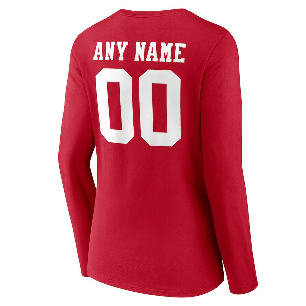 Women's Team Authentic Personalized Name & Number Long Sleeve V-Neck T-Shirt - San Francisco 49ers T-shirts