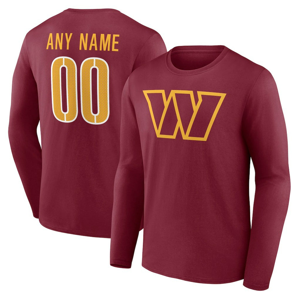 Team Authentic Personalized Name & Number Long Sleeve T-Shirt - Washington Commanders T-shirts