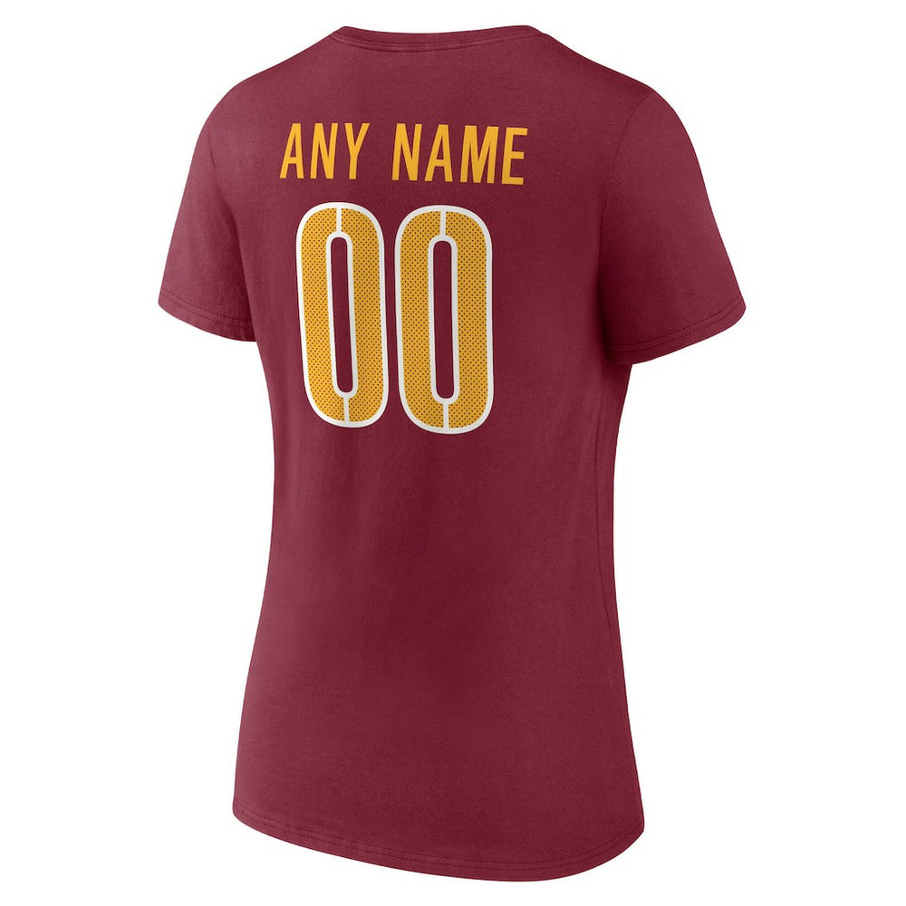 Women's Team Authentic Personalized Name & Number V-Neck T-Shirt - Washington Commanders T-shirts