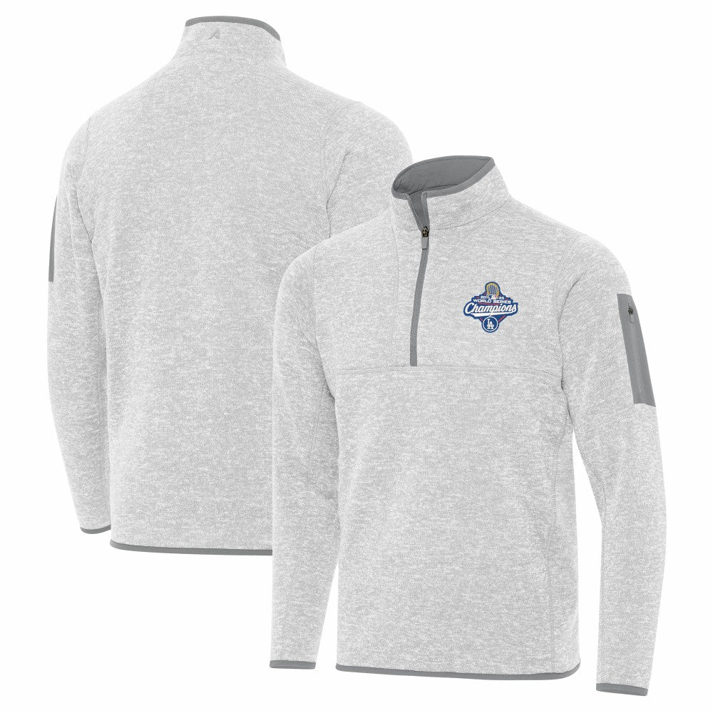 Heather Gray Los Angeles Dodgers Antigua 2025 World Series Champions Fortune Quarter-Zip Jacket
