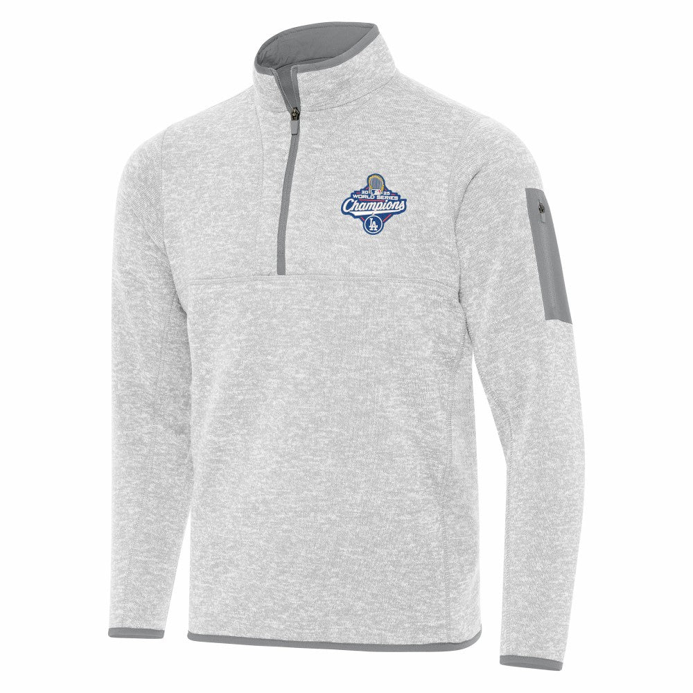 Heather Gray Los Angeles Dodgers Antigua 2025 World Series Champions Fortune Quarter-Zip Jacket
