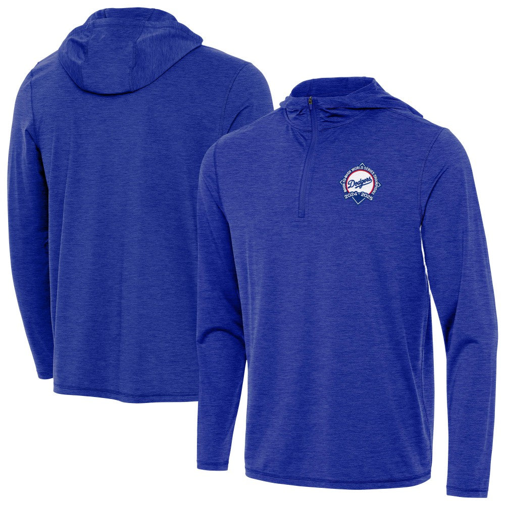Heather Royal Los Angeles Dodgers Antigua Back-to-Back World Series Champions Tidy Quarter-Zip Hoodie