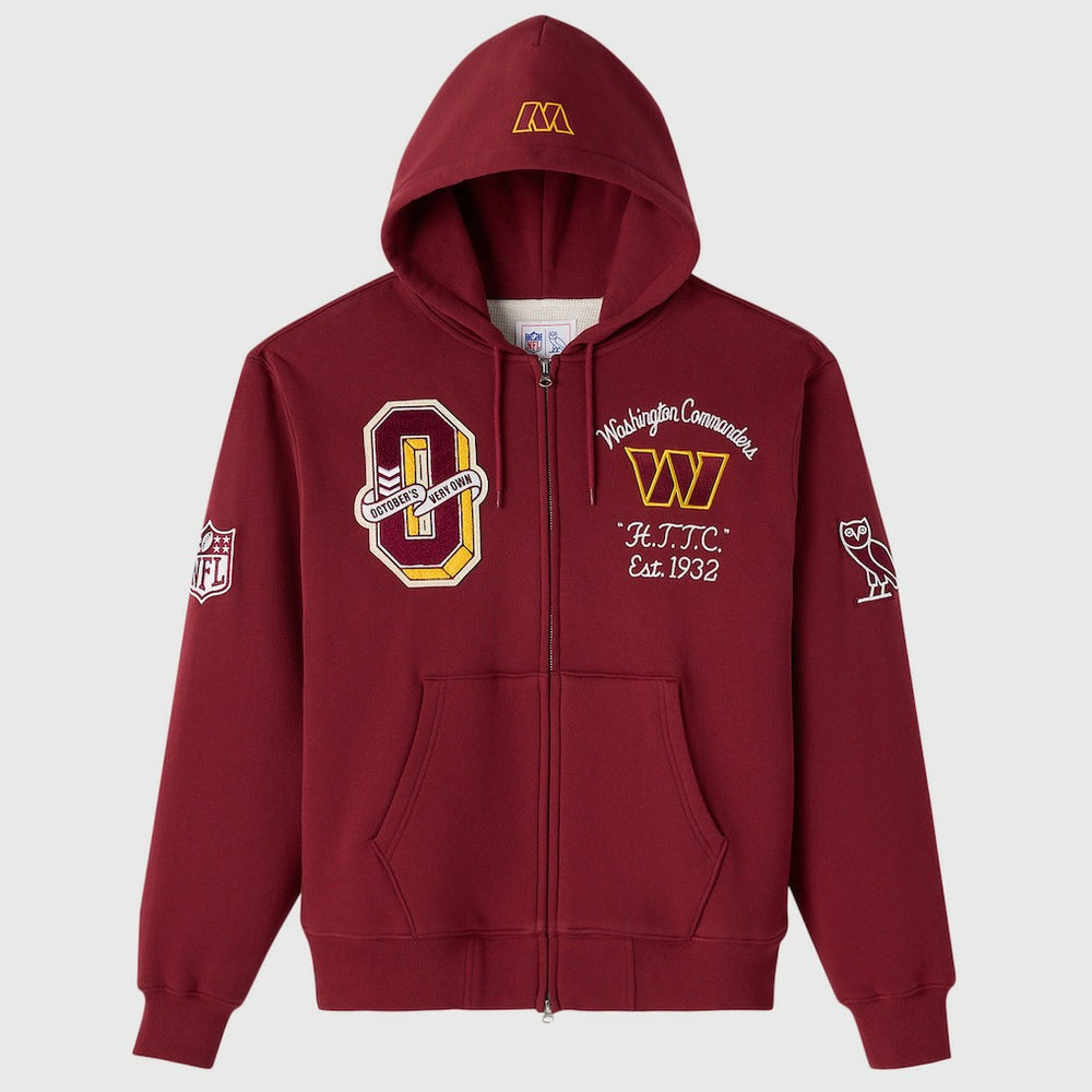 OVO x NFL Unisex Full-Zip Waffle-Lined Hoodie - Washington Commanders Hoodies