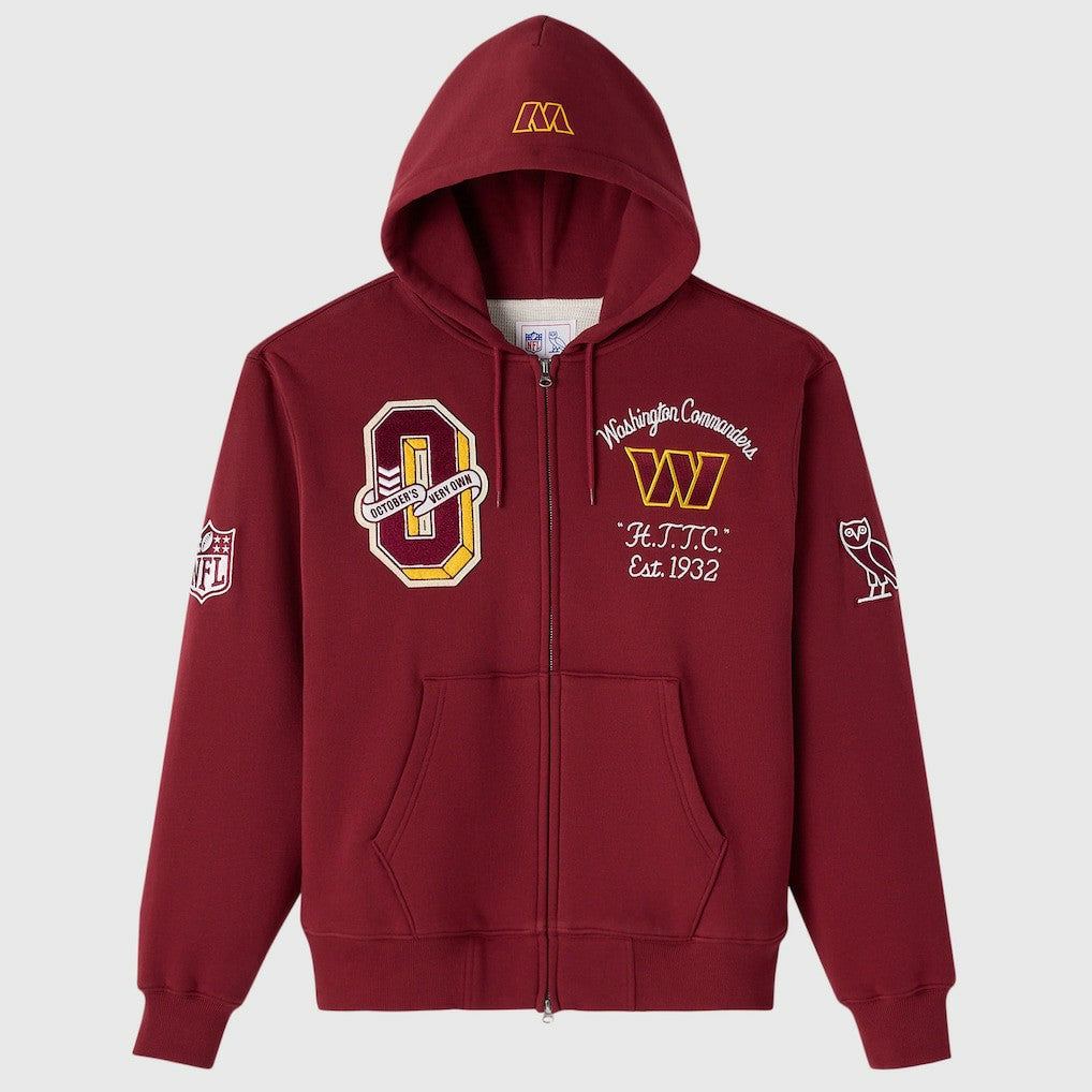 OVO x NFL Unisex Full-Zip Waffle-Lined Hoodie - Washington Commanders Hoodies