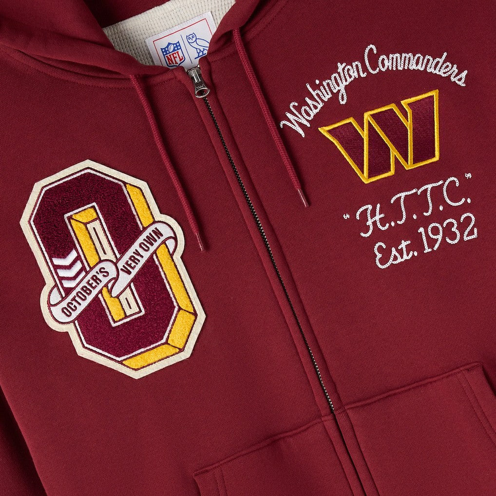 OVO x NFL Unisex Full-Zip Waffle-Lined Hoodie - Washington Commanders Hoodies