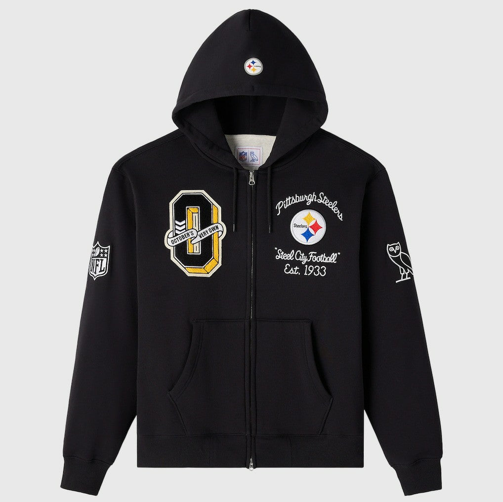 OVO x NFL Unisex Full-Zip Waffle-Lined Hoodie - Pittsburgh Steelers Hoodies
