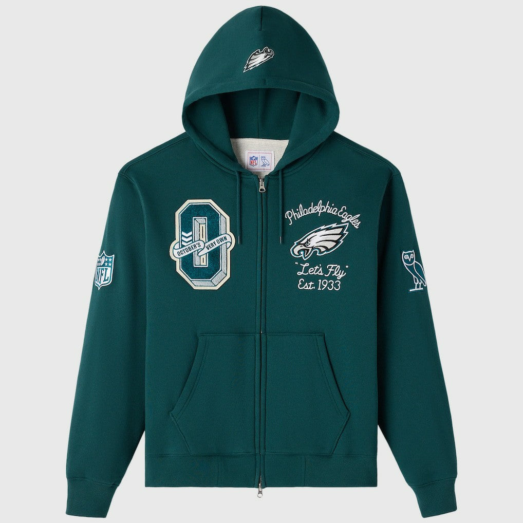 OVO x NFL Unisex Full-Zip Waffle-Lined Hoodie - Philadelphia Eagles Hoodies