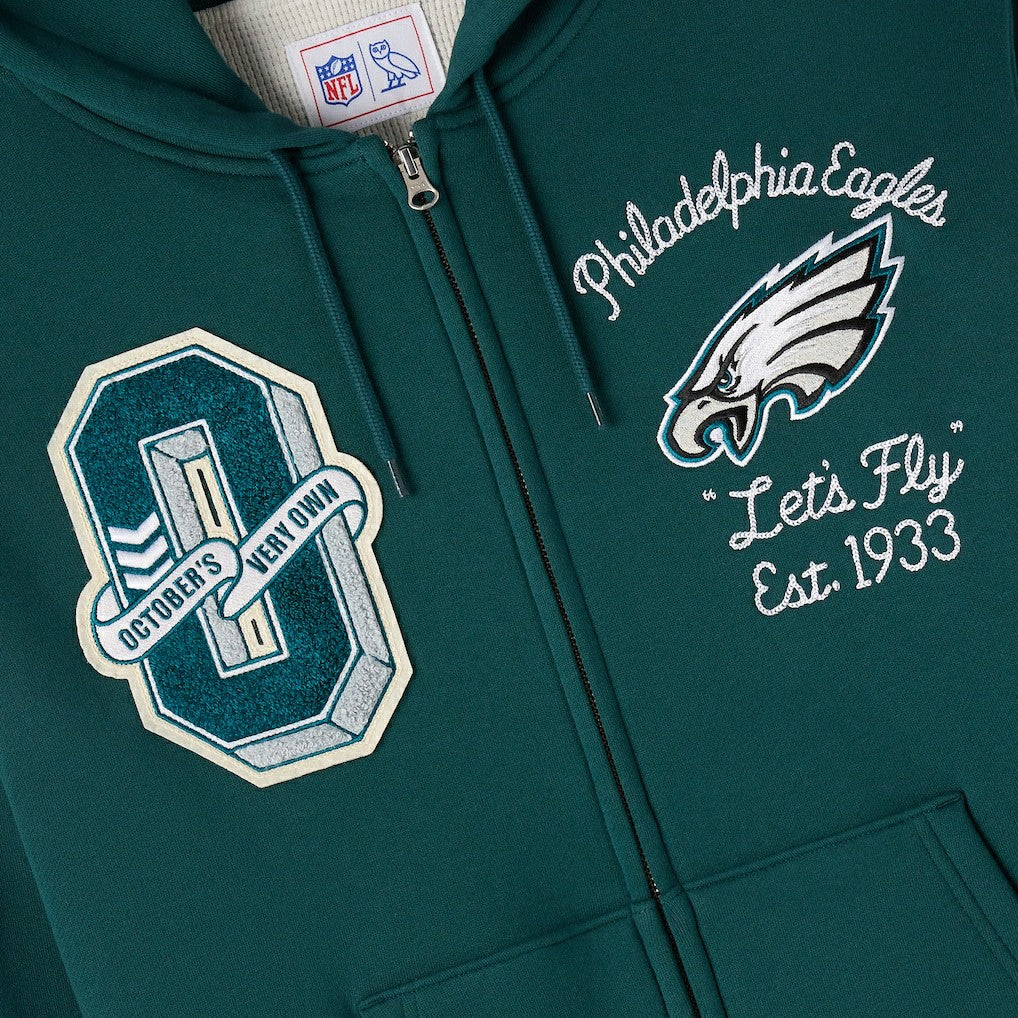 OVO x NFL Unisex Full-Zip Waffle-Lined Hoodie - Philadelphia Eagles Hoodies