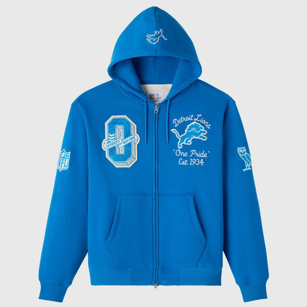 OVO x NFL Unisex Full-Zip Waffle-Lined Hoodie - Detroit Lions Hoodies