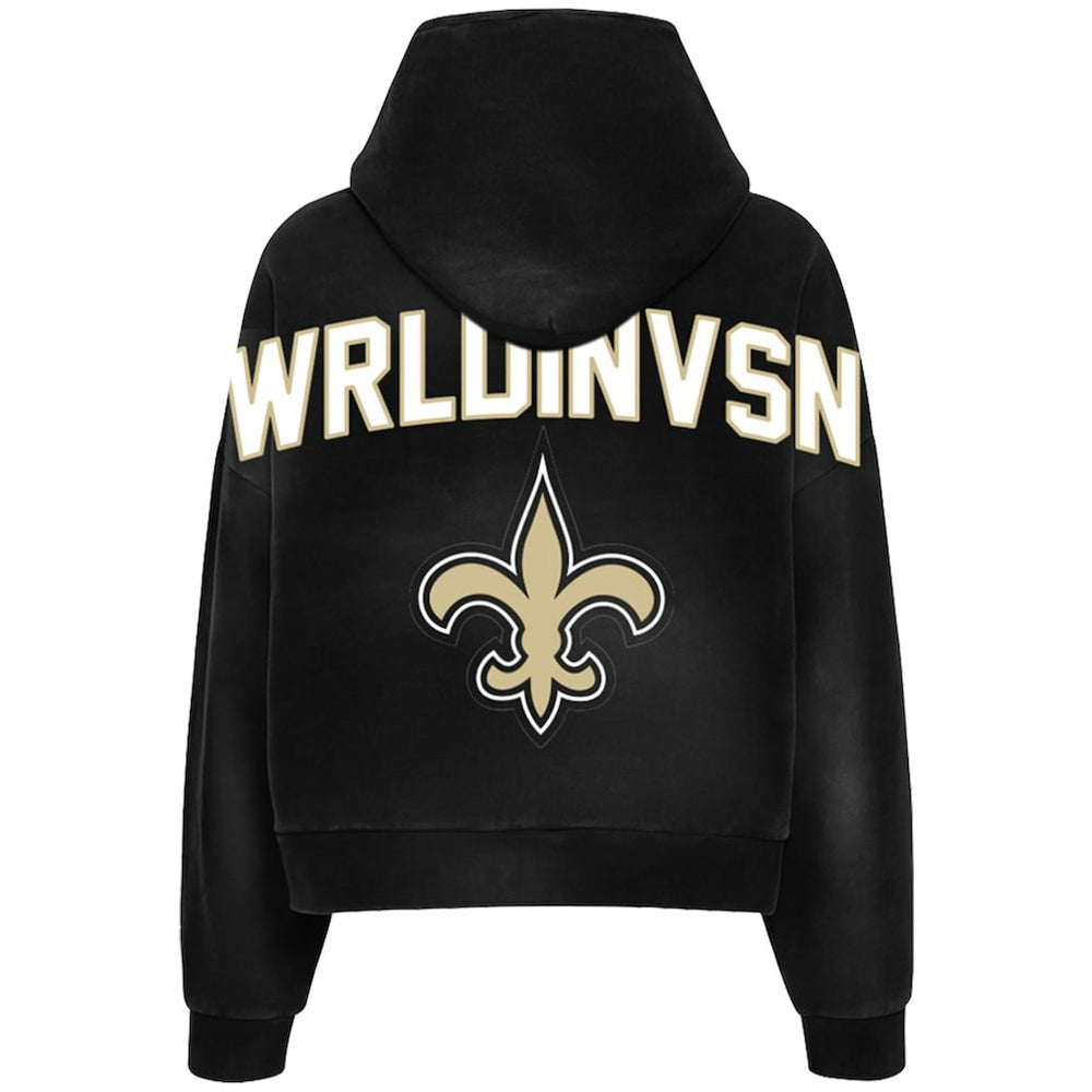 WRLDINVSN x  Unisex Cozy Cropped Hoodie - New Orleans Saints Hoodies