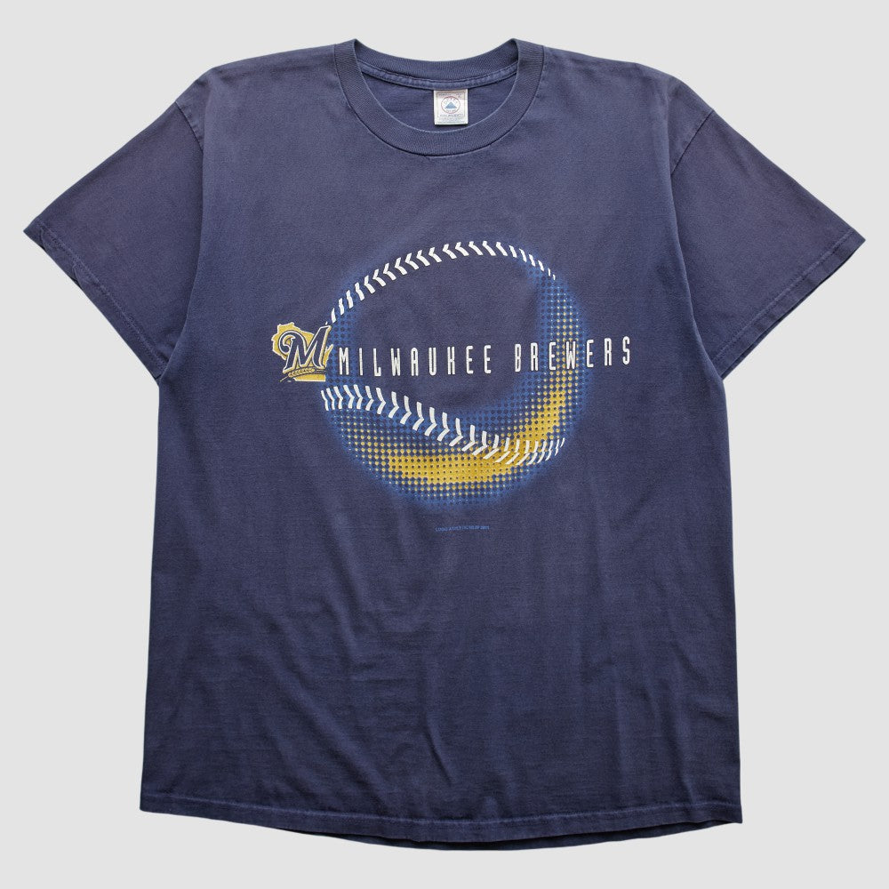 Navy Milwaukee Brewers Logo Athletic 2001 T-shirt