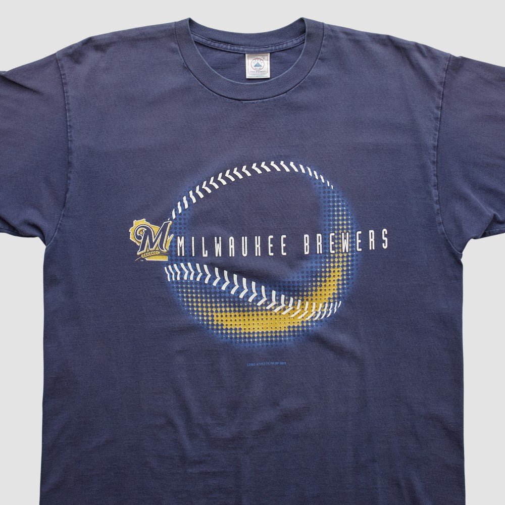 Navy Milwaukee Brewers Logo Athletic 2001 T-shirt