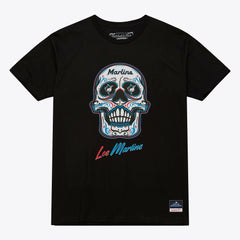 Black Miami Marlins Mitchell & Ness Women's Sugar Skull Boxy T-Shirt