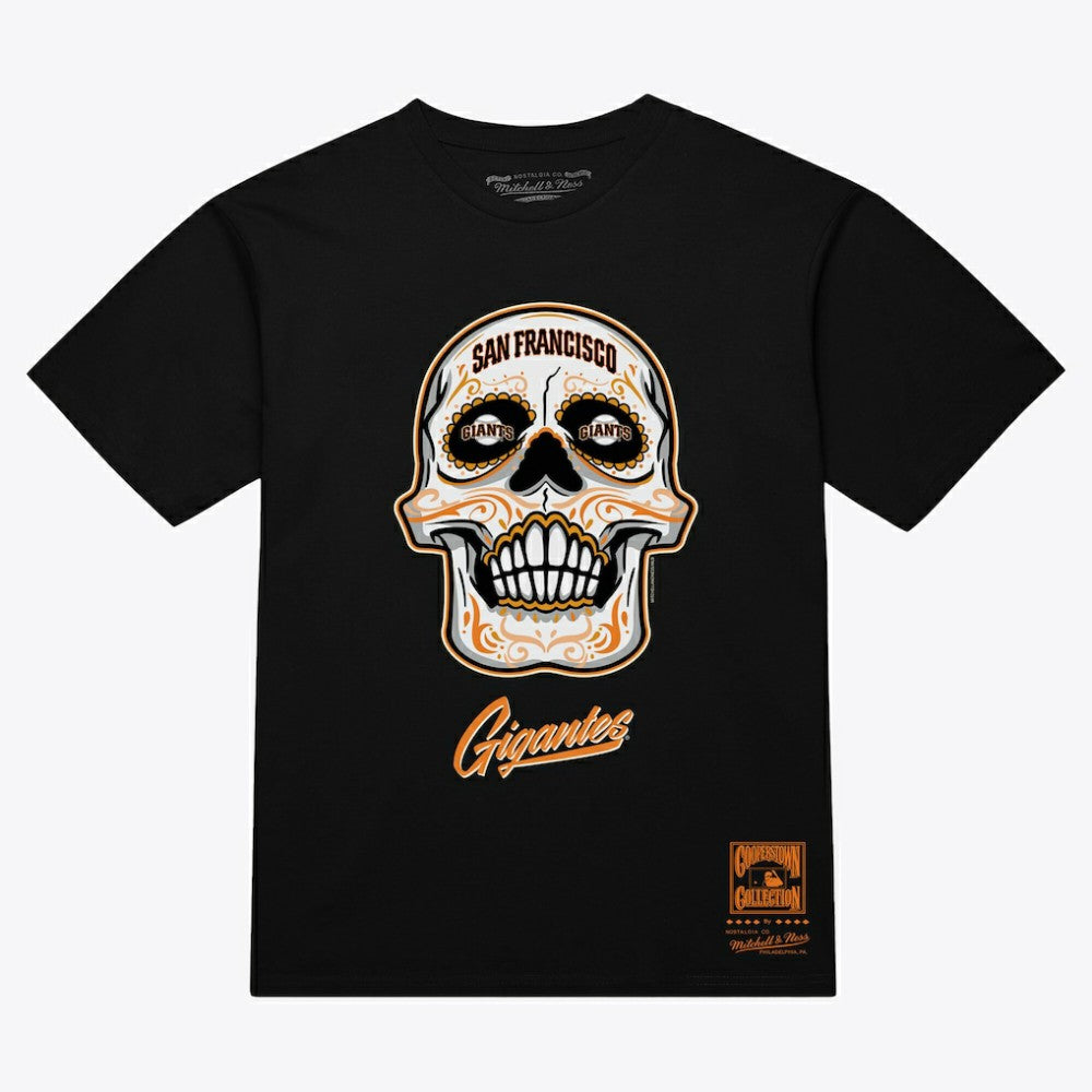Black San Francisco Giants Mitchell & Ness Women's Sugar Skull Boxy T-Shirt