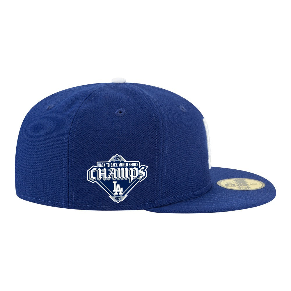 Royal Los Angeles Dodgers New Era Back-to-Back Champions Diamond Side Patch 59FIFTY Fitted Hat