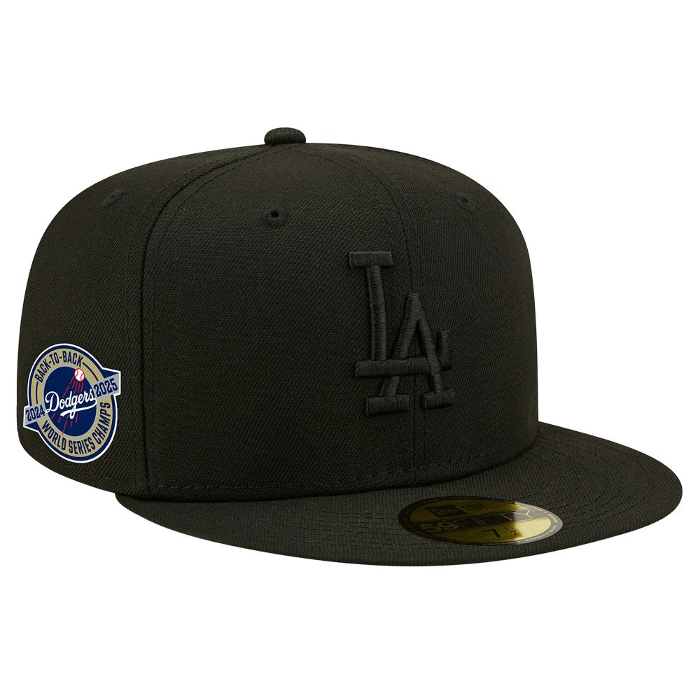 Black Los Angeles Dodgers New Era 2024/25 Back to Back Champions Circle Side Patch Fitted 59FIFTY Hat