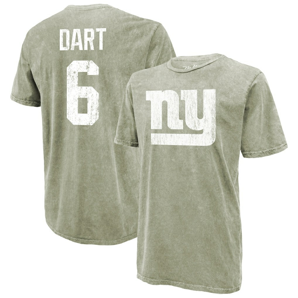 Jaxson Dart  Majestic Threads Mineral Wash Name & Number T-Shirt - New York Giants T-shirts