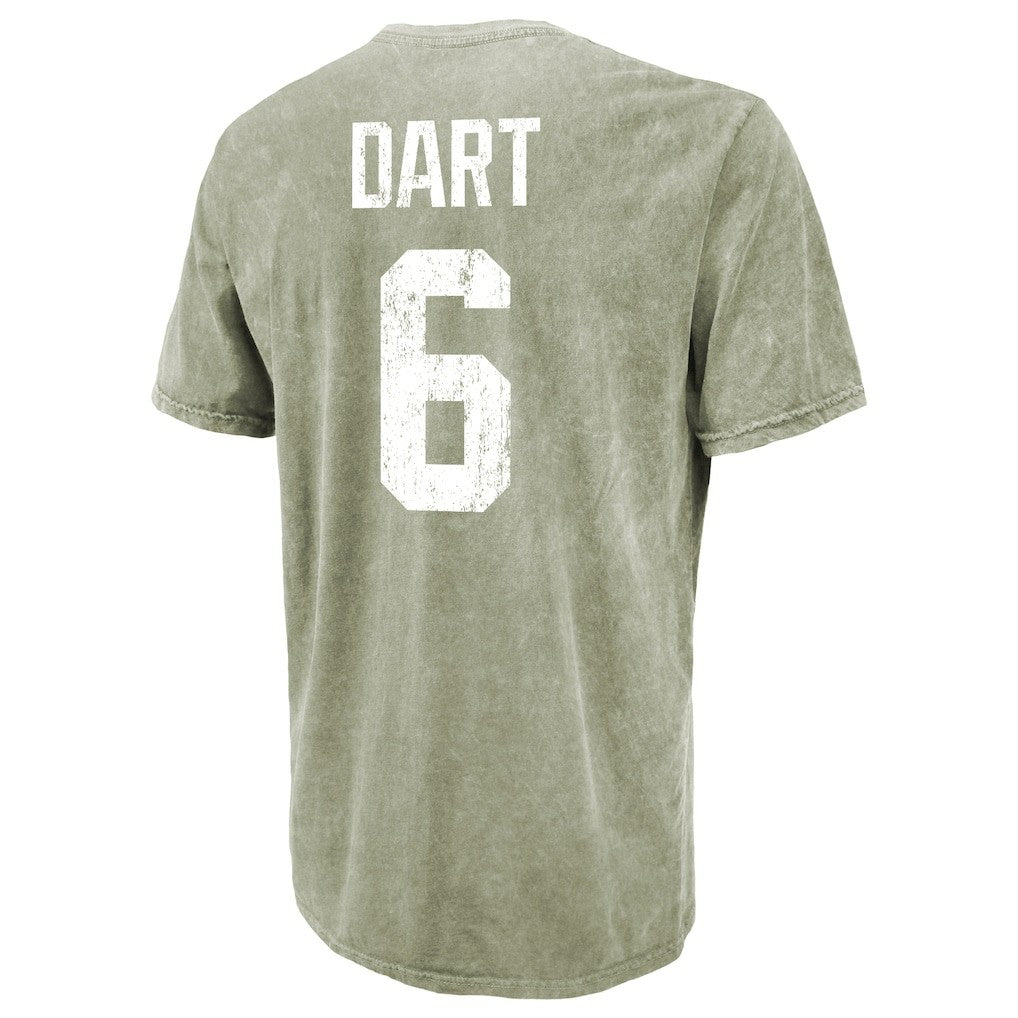 Jaxson Dart  Majestic Threads Mineral Wash Name & Number T-Shirt - New York Giants T-shirts