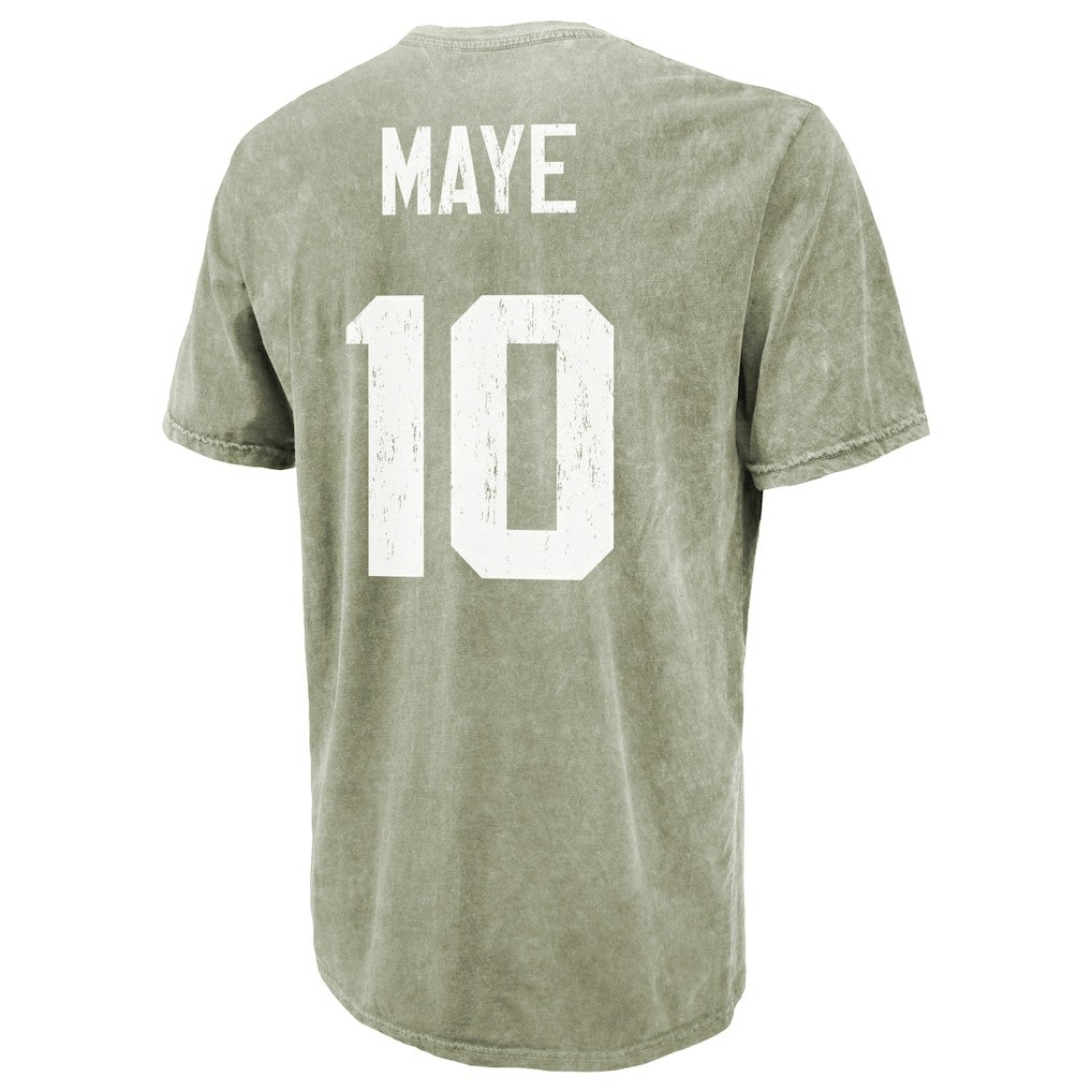 Drake Maye  Majestic Threads Mineral Wash Name & Number T-Shirt - New England Patriots T-shirts