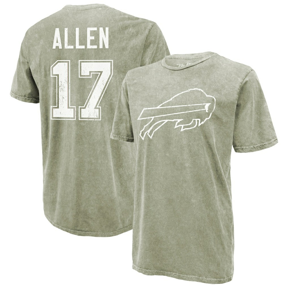 Josh Allen  Majestic Threads Mineral Wash Name & Number T-Shirt - Buffalo Bills T-shirts