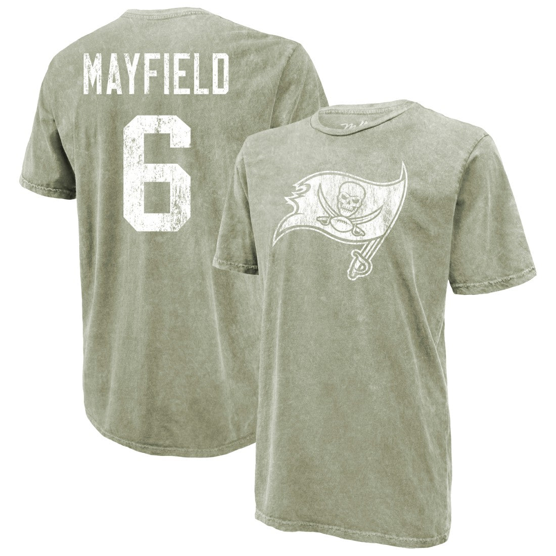 Baker Mayfield  Majestic Threads Mineral Wash Name & Number T-Shirt - Tampa Bay Buccaneers T-shirts