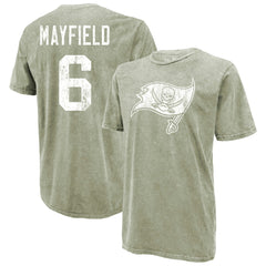 Baker Mayfield  Majestic Threads Mineral Wash Name & Number T-Shirt - Tampa Bay Buccaneers T-shirts