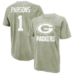Micah Parsons  Majestic Threads Mineral Wash Name & Number T-Shirt - Green Bay Packers T-shirts