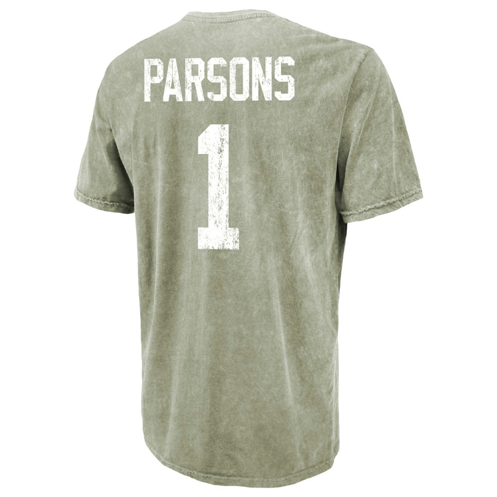 Micah Parsons  Majestic Threads Mineral Wash Name & Number T-Shirt - Green Bay Packers T-shirts