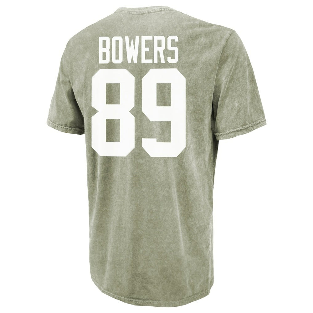 Brock Bowers  Majestic Threads Mineral Wash Name & Number T-Shirt - Las Vegas Raiders T-shirts