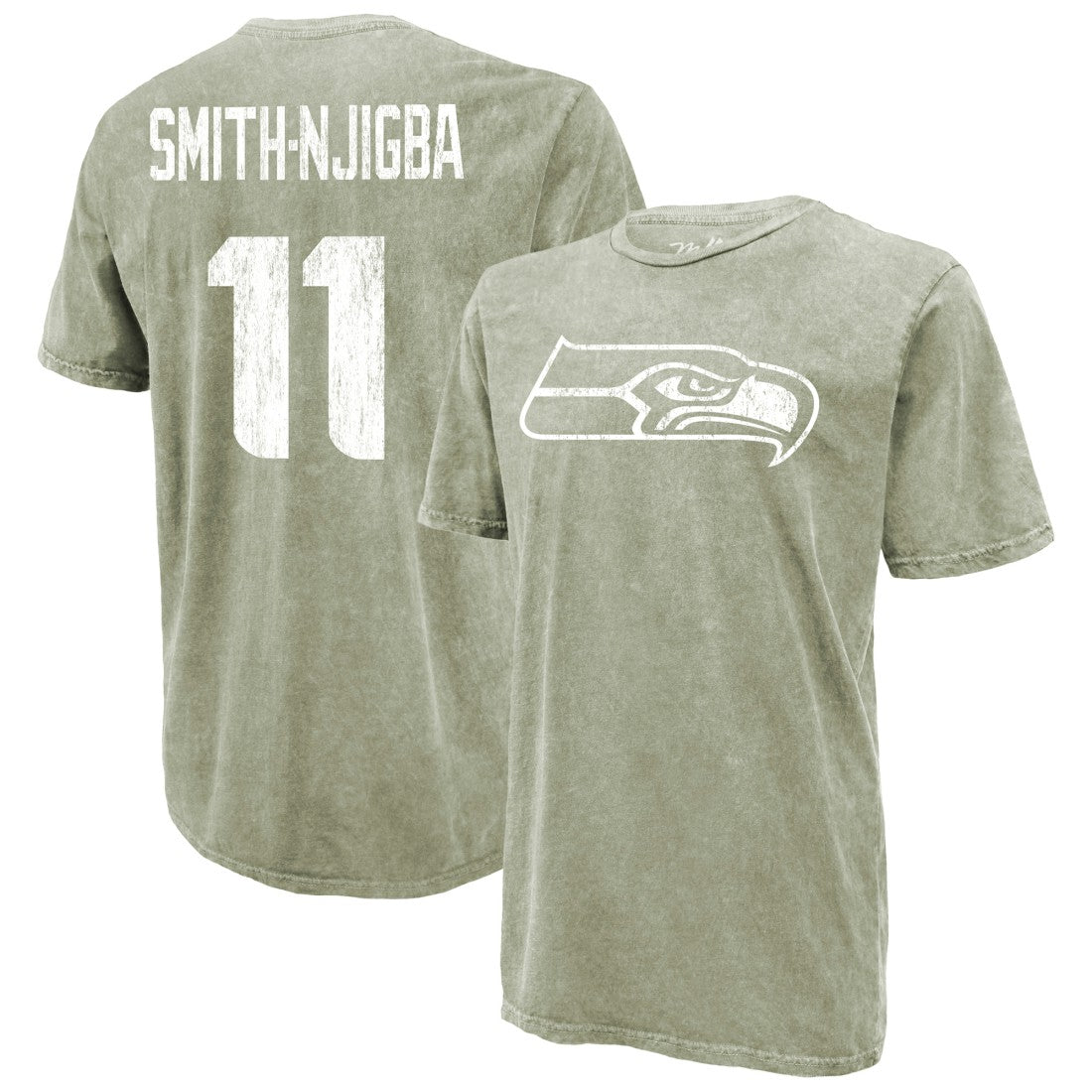 Jaxon Smith-Njigba  Majestic Threads Mineral Wash Name & Number T-Shirt - Seattle Seahawks T-shirts