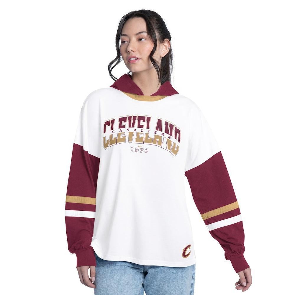 Cleveland Cavaliers G-III 4Her by Carl Banks Women's Key Player Oversized Hooded Long Sleeve T-Shirt sale