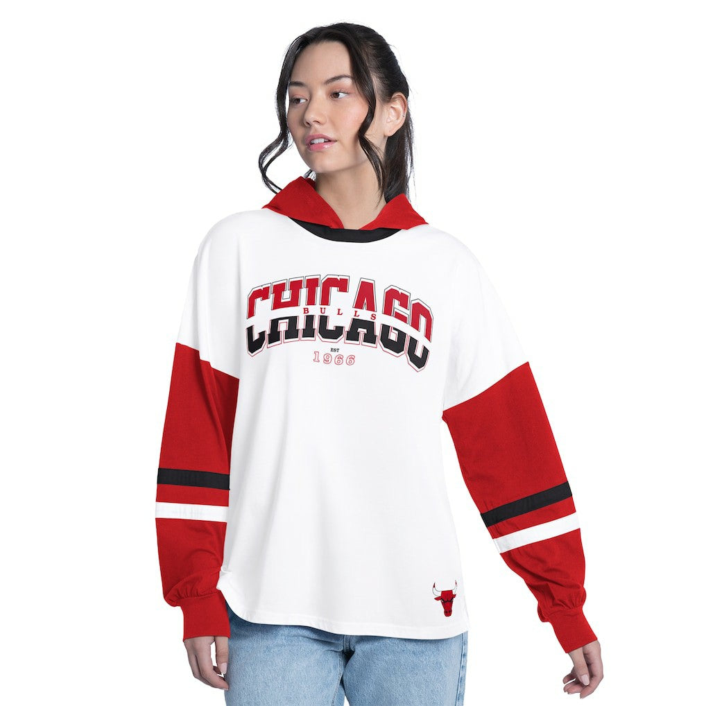 Chicago Bulls G-III 4Her by Carl Banks Women's Key Player Oversized Hooded Long Sleeve T-Shirt sale