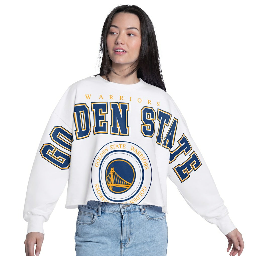 Golden State Warriors G-III 4Her by Carl Banks Women's Bleachers Cropped French Terry Sweatshirt sale