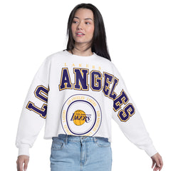 Los Angeles Lakers G-III 4Her by Carl Banks Women's Bleachers Cropped French Terry Sweatshirt