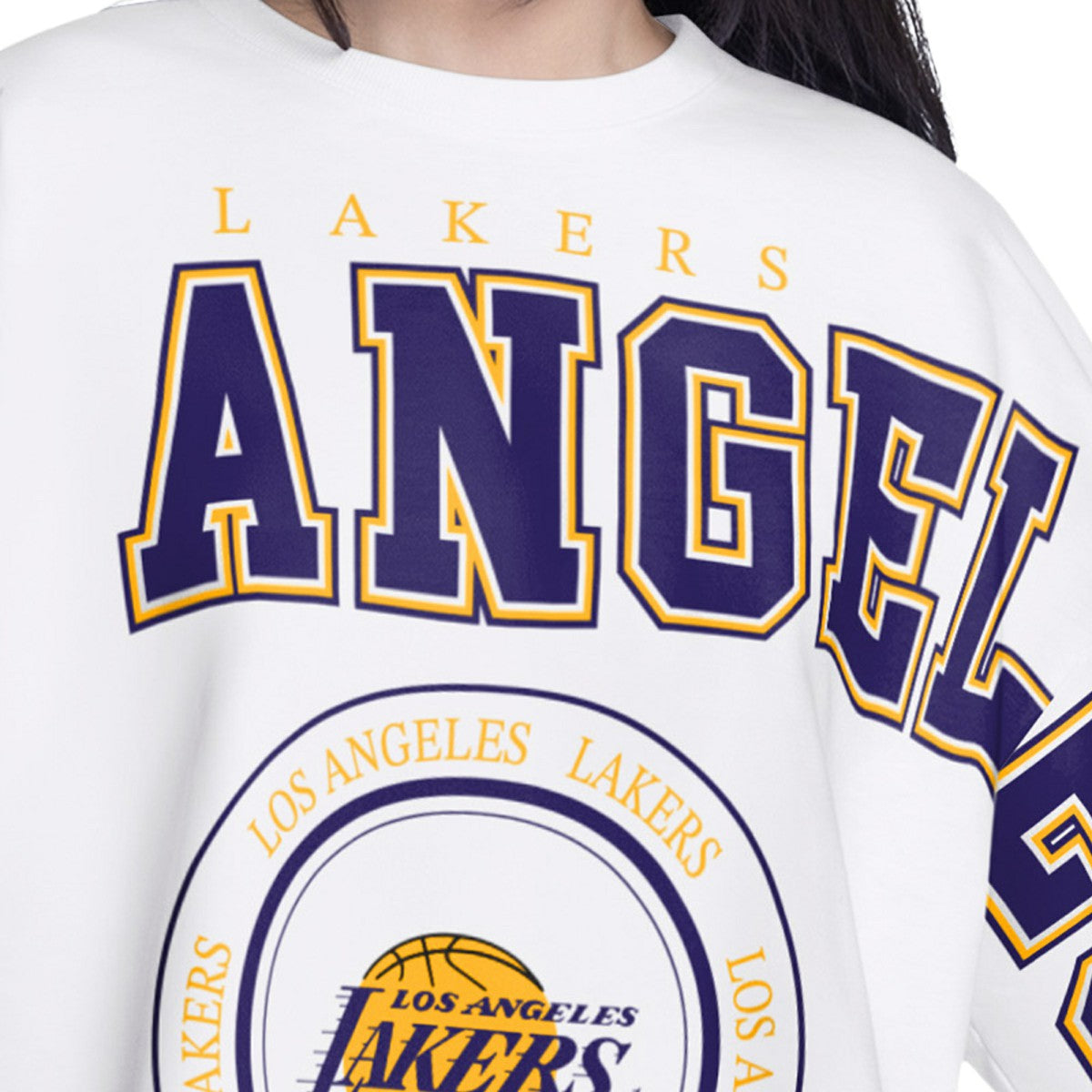 Los Angeles Lakers G-III 4Her by Carl Banks Women's Bleachers Cropped French Terry Sweatshirt