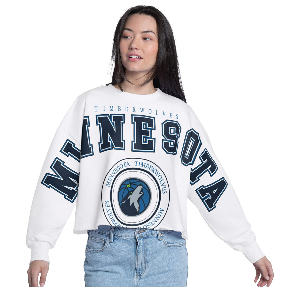 Minnesota Timberwolves G-III 4Her by Carl Banks Women's Bleachers Cropped French Terry Sweatshirt