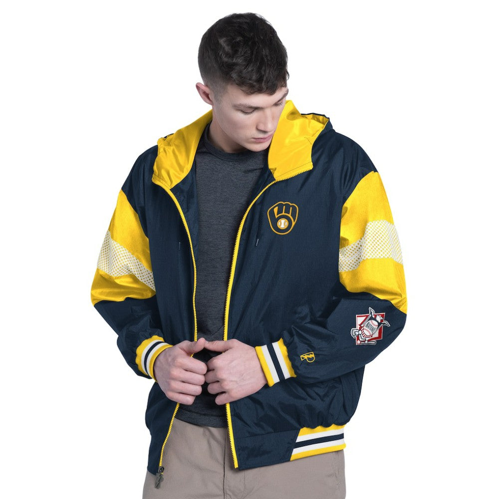 Navy/Gold Milwaukee Brewers Pro Player Legacy Lightweight Full-Zip Hooded Jacket