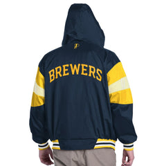Navy/Gold Milwaukee Brewers Pro Player Legacy Lightweight Full-Zip Hooded Jacket