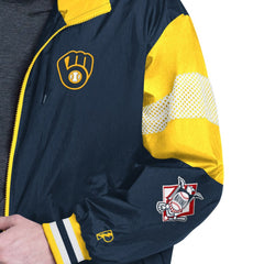Navy/Gold Milwaukee Brewers Pro Player Legacy Lightweight Full-Zip Hooded Jacket